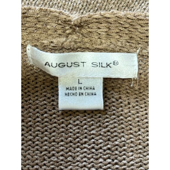 August Silk Tan Knit Cardigan - Size Large - Picture 2 of 7
